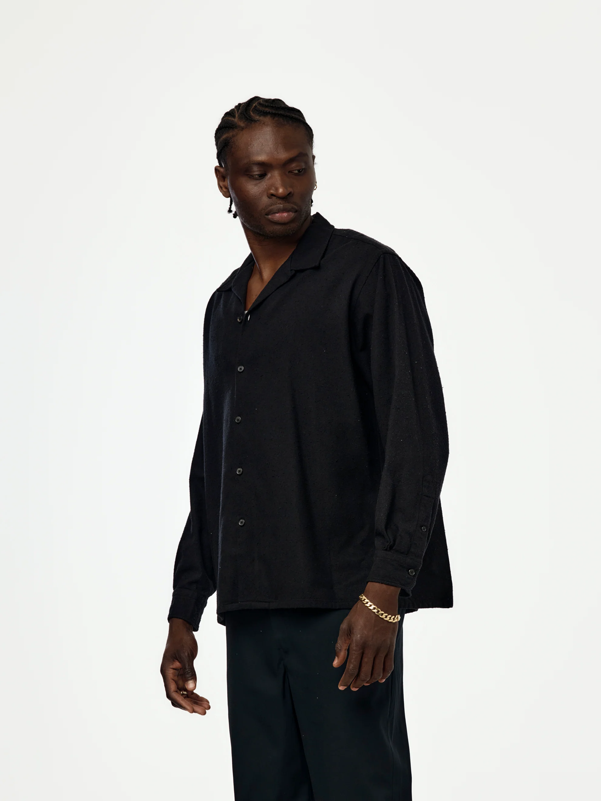 Silk Nep Loop Collar Shirt (BLACK) (SIS) - Image 2